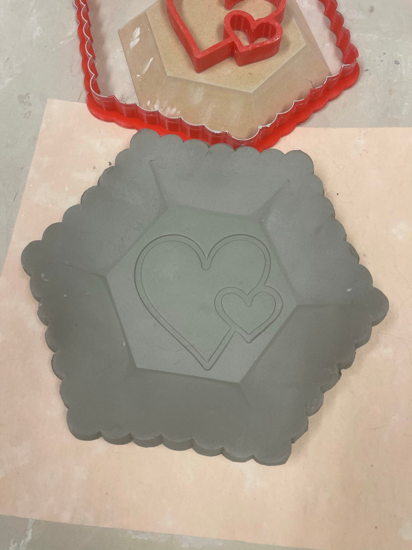 Scalloped Hexagon, Clay Cutter - Plastic 3D printed, XL Pottery Tool, multiple sizes