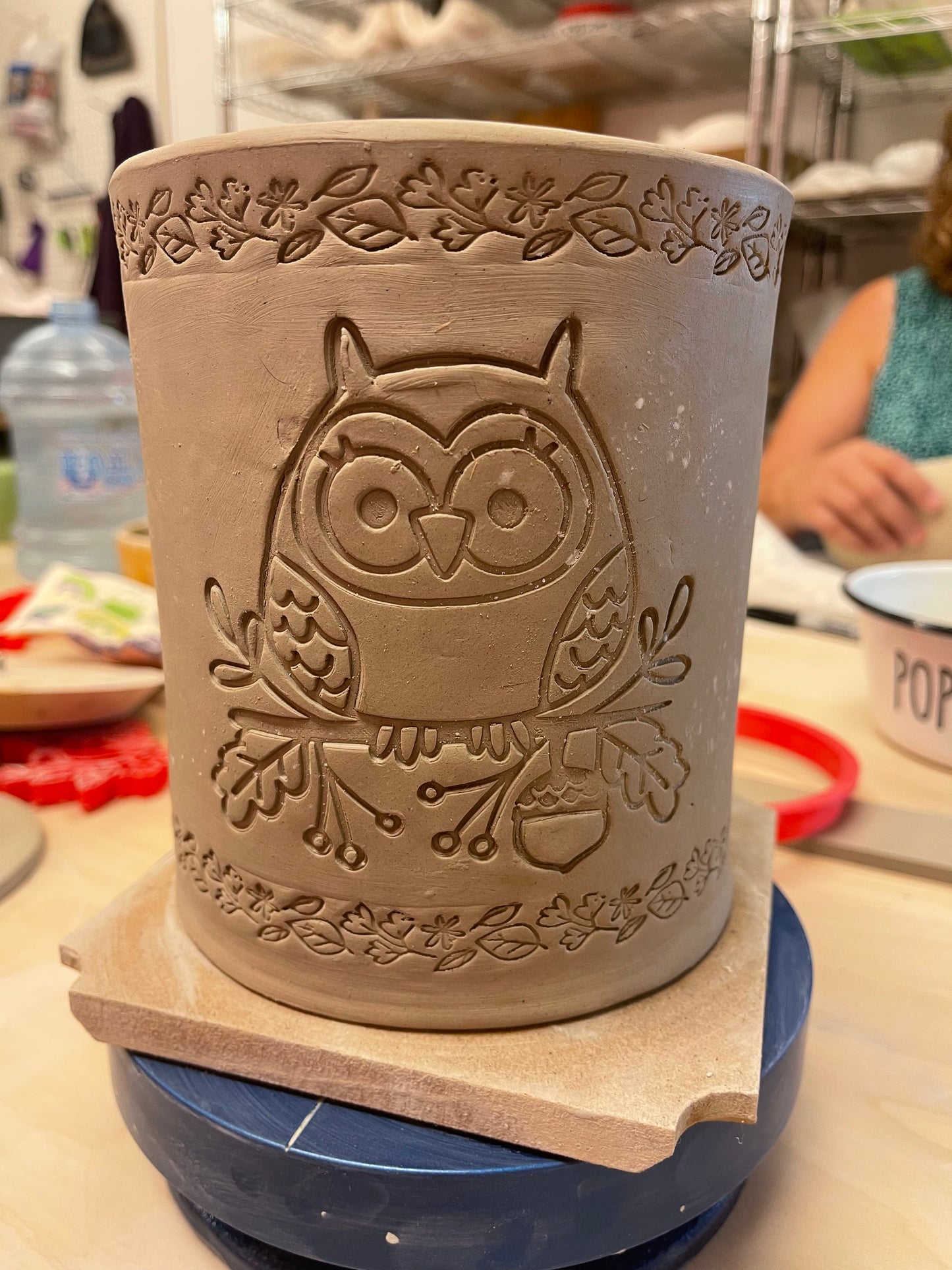 Autumn Stamp Series - Autumn Owl with Leaves stamp, plastic 3D printed, multiple sizes