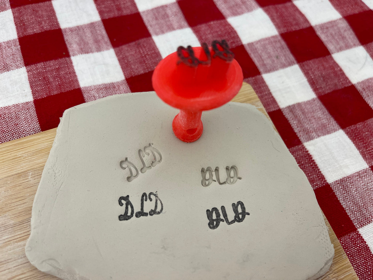 Maker's mark, Pottery Stamp, 1,2 or 3 initials, plastic 3d printed, choose font and size, signature stamp