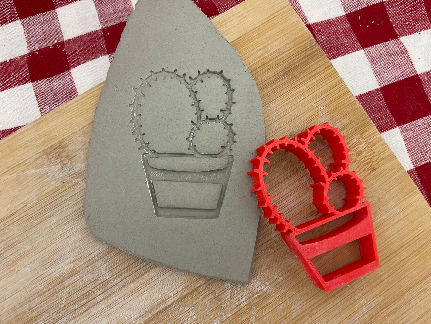 Cactus in Pot Pottery Stamp - design 2, plastic 3D printed, multiple sizes