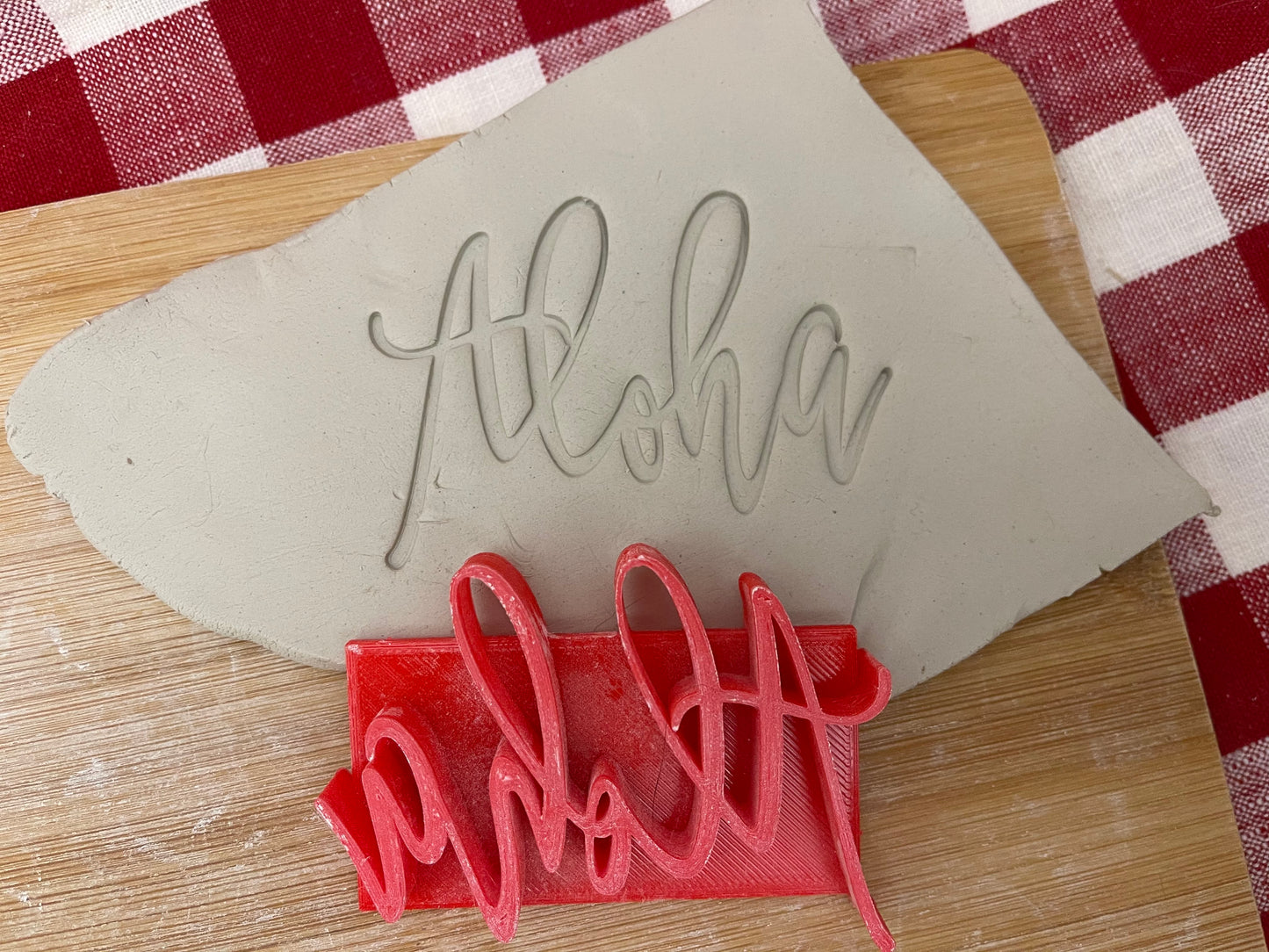 "Aloha" word stamp - Pottery Tool, plastic 3d printed, multiple sizes available