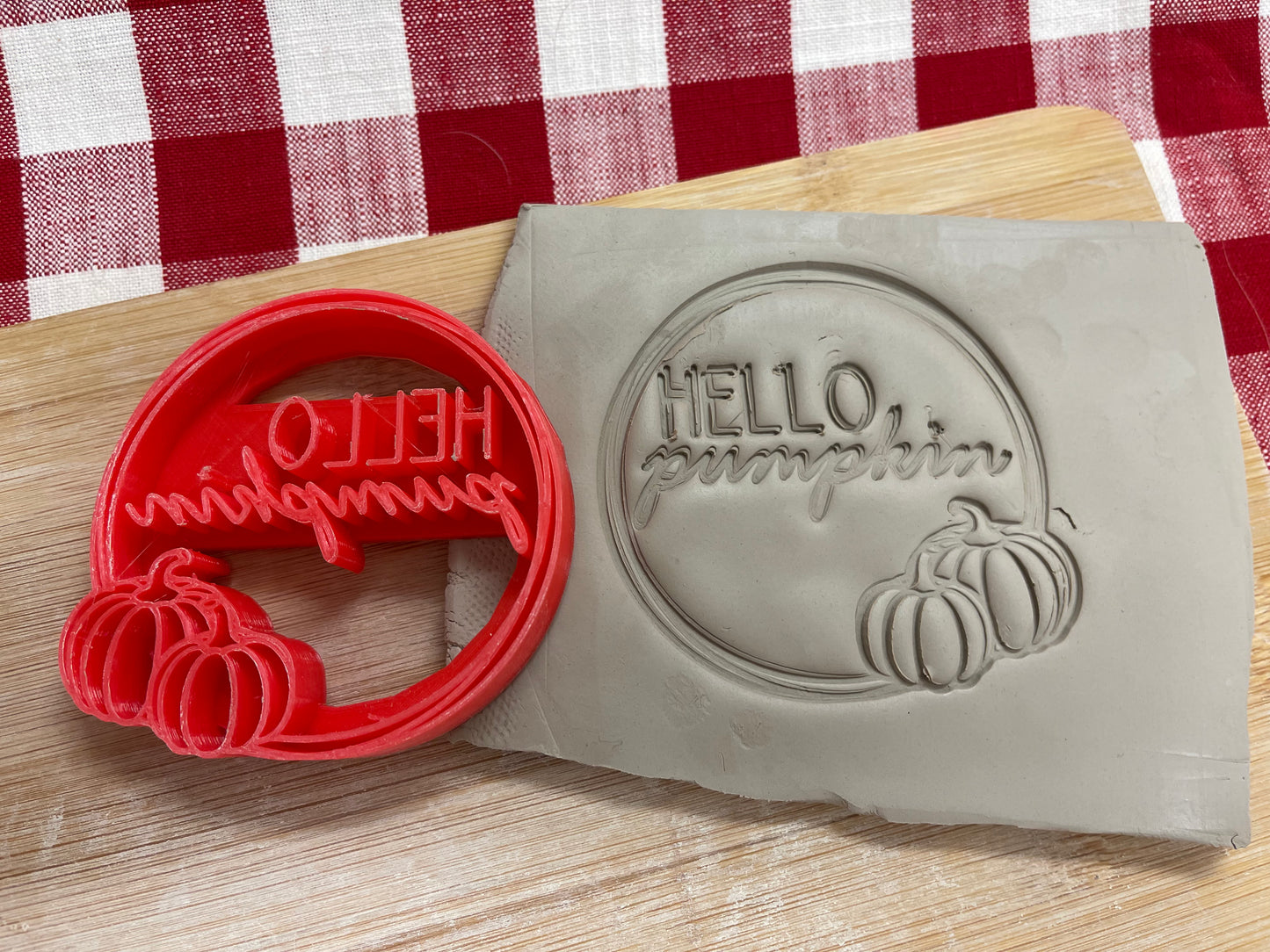 "Hello Pumpkin" pottery stamp - plastic 3d printed, multiple sizes available
