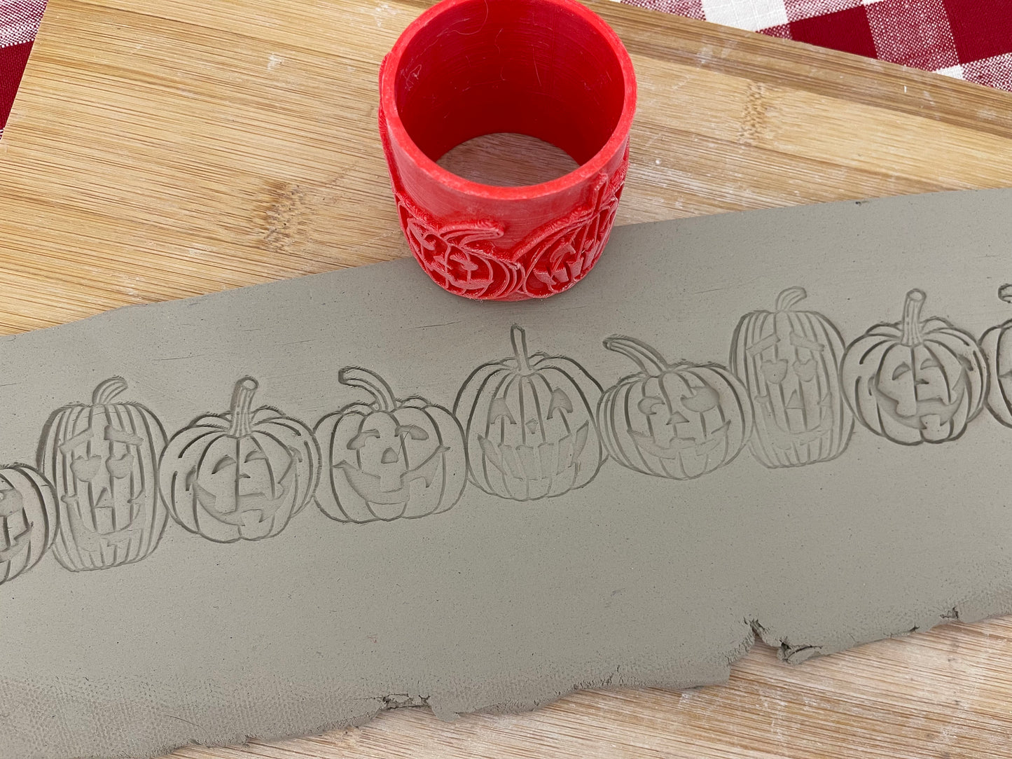 Pumpkin or Jack-o-Lantern Pottery Roller Set, Repeating pattern, 2 designs