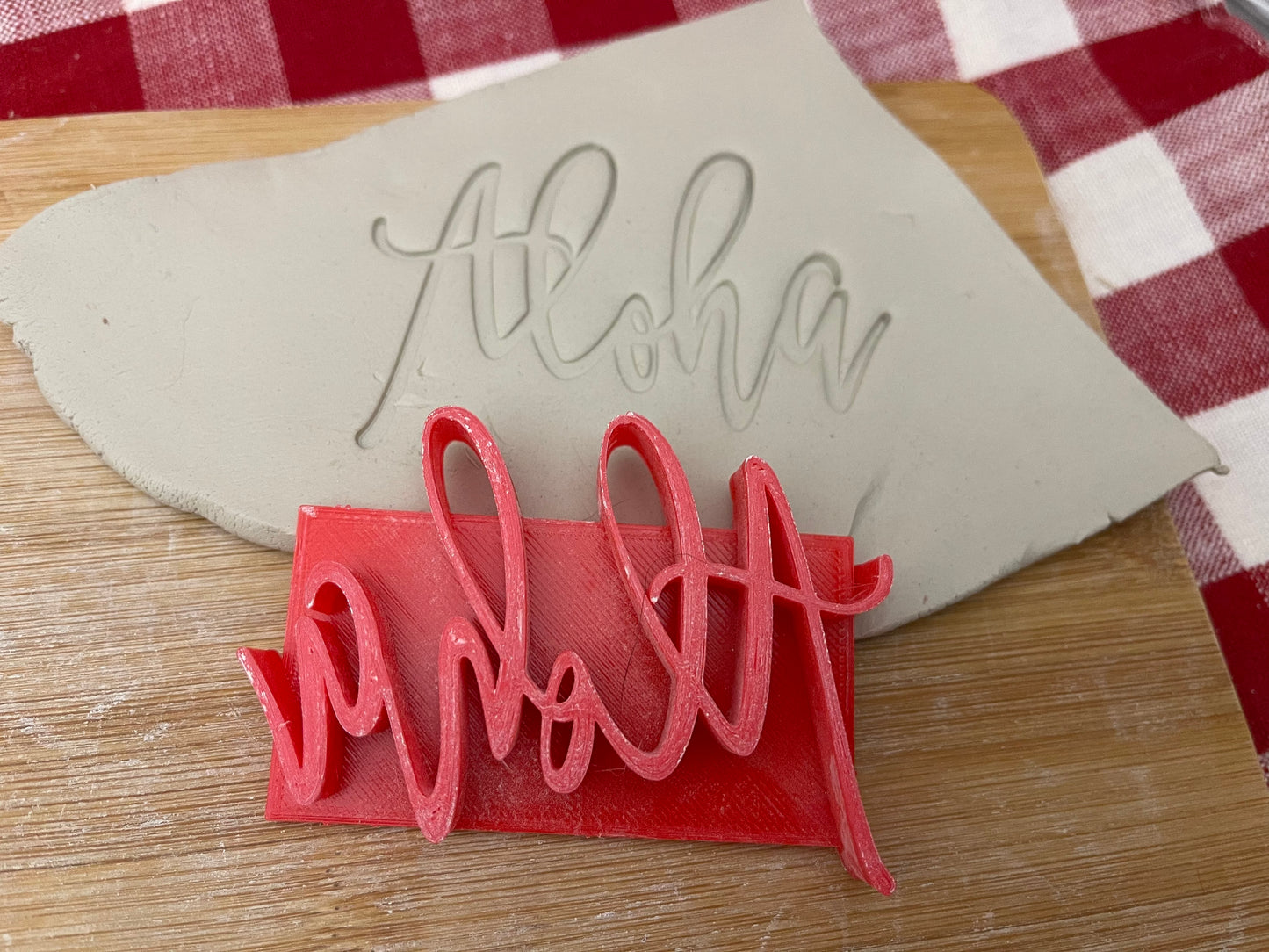 "Aloha" word stamp - Pottery Tool, plastic 3d printed, multiple sizes available