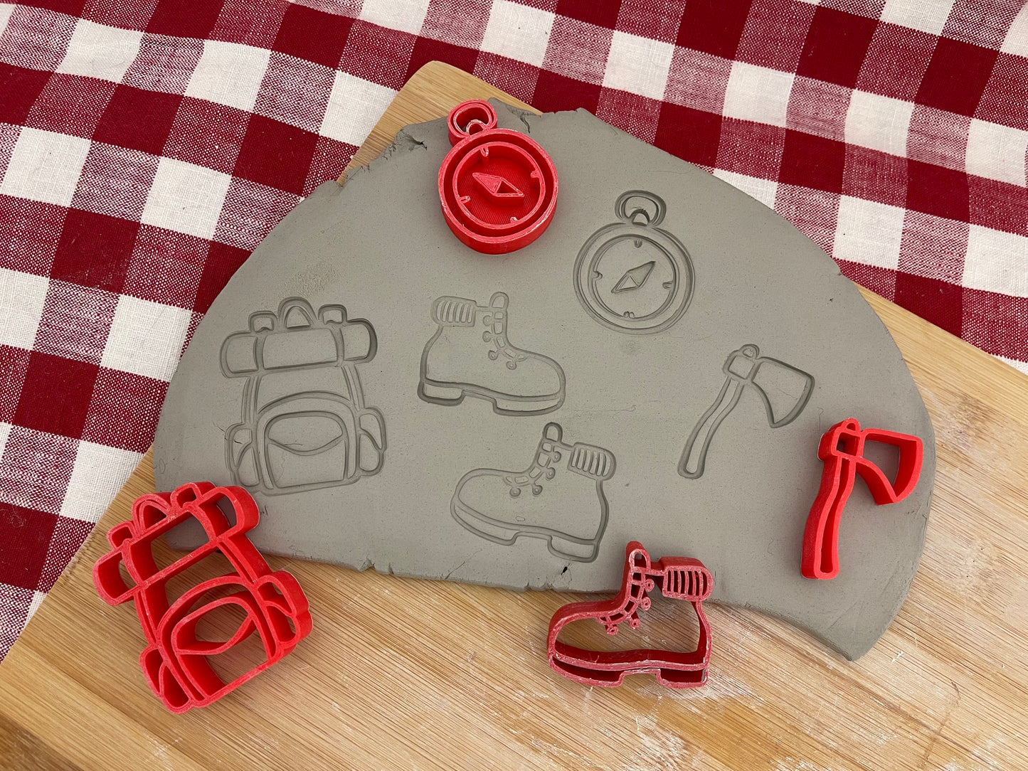 Pottery Stamp, Hiking multiple designs, Camping doodle series - multiple sizes