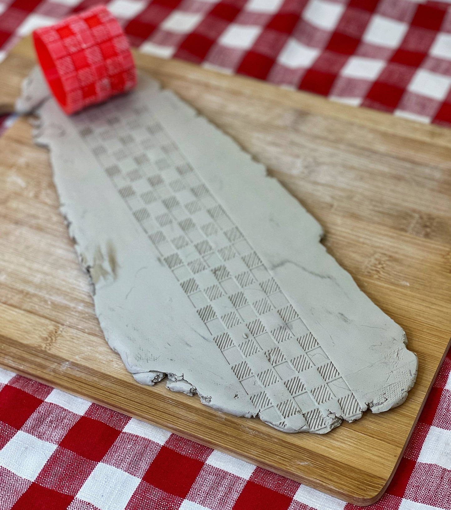 Buffalo Plaid/Gingham Check Pottery Roller - Now in 2 sizes! Border Stamp, Repeating pattern, Plastic 3d printed