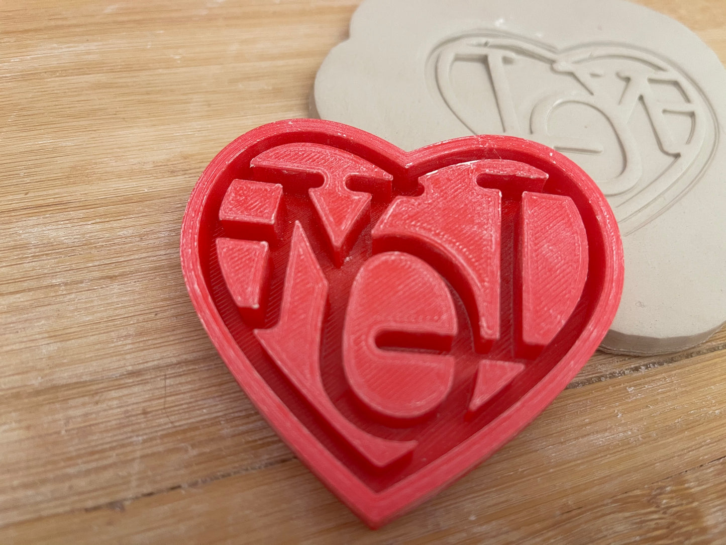 Heart with "LOVE" word stamp - plastic 3D printed, multiple sizes