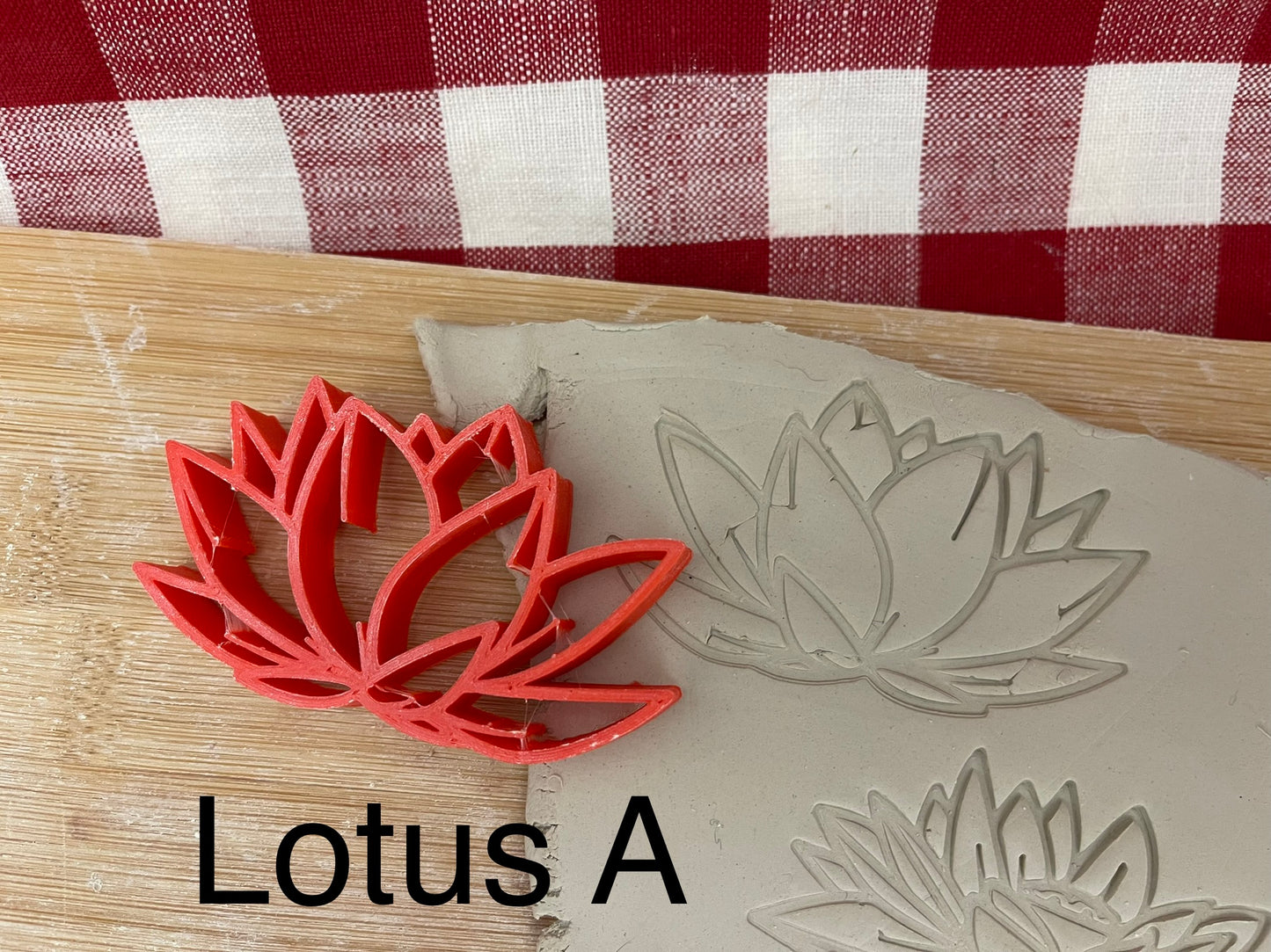 Pottery Stamp, Lotus flower design, Each or set - multiple sizes