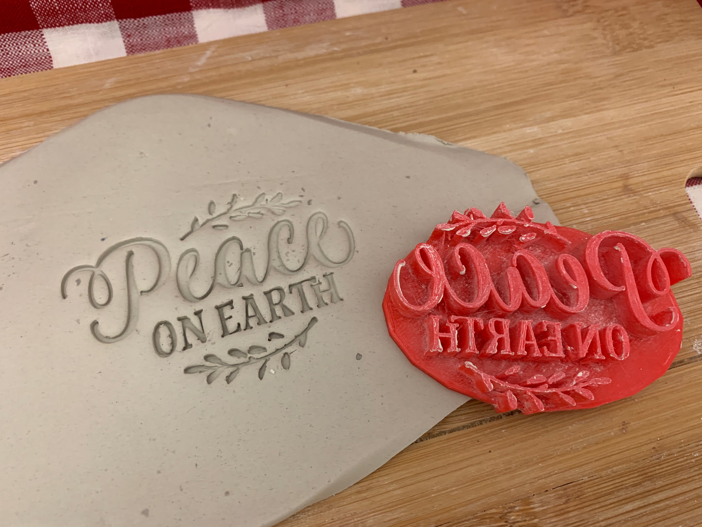 "Peace on Earth" pottery stamp - Pottery Tool, plastic 3d printed, multiple sizes available