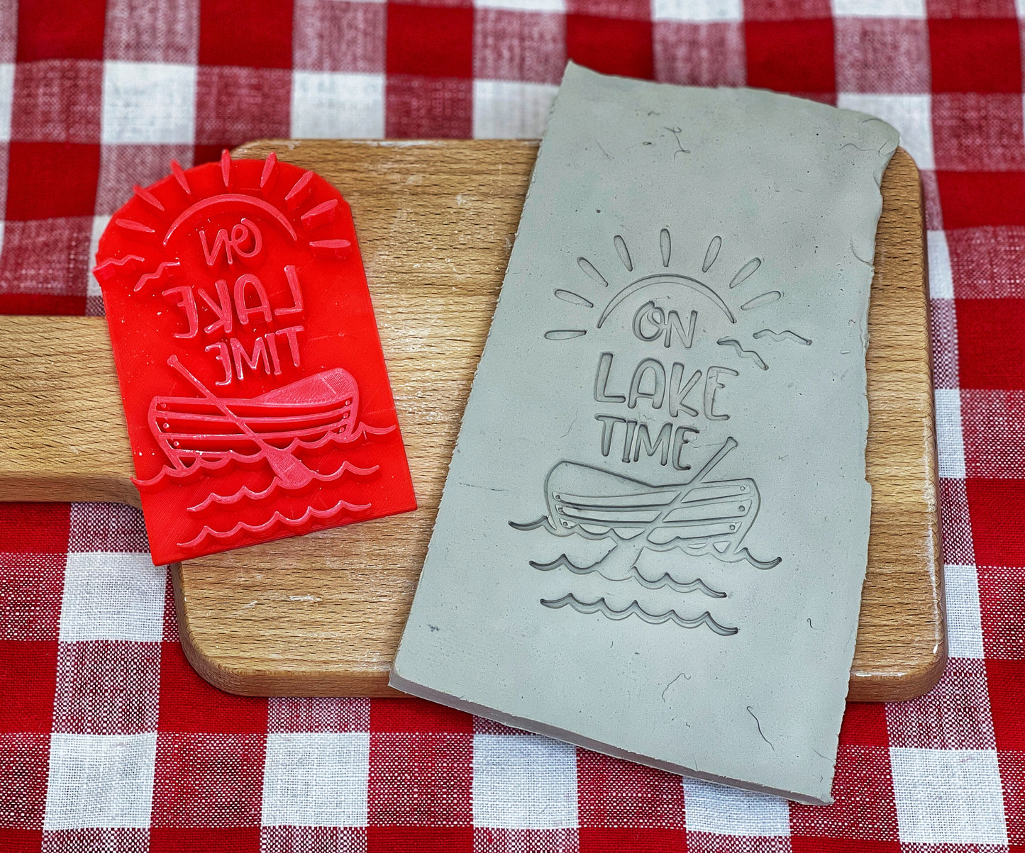 "On Lake Time" words with boat - plastic 3D Printed, Multiple Sizes Available