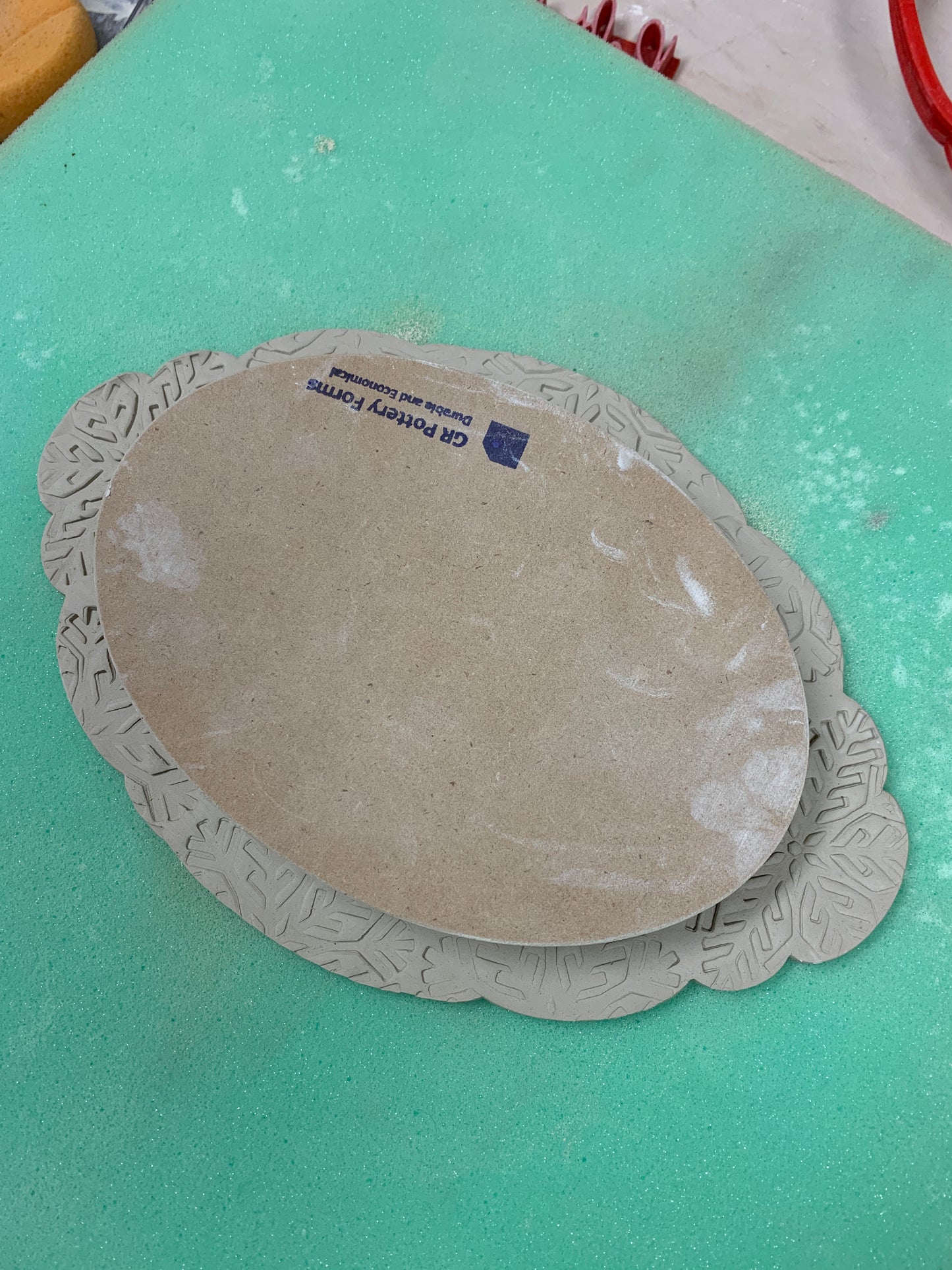 Ornate XL Oval Tray, Clay Cutter - Plastic 3D printed, pottery tool, multiple sizes