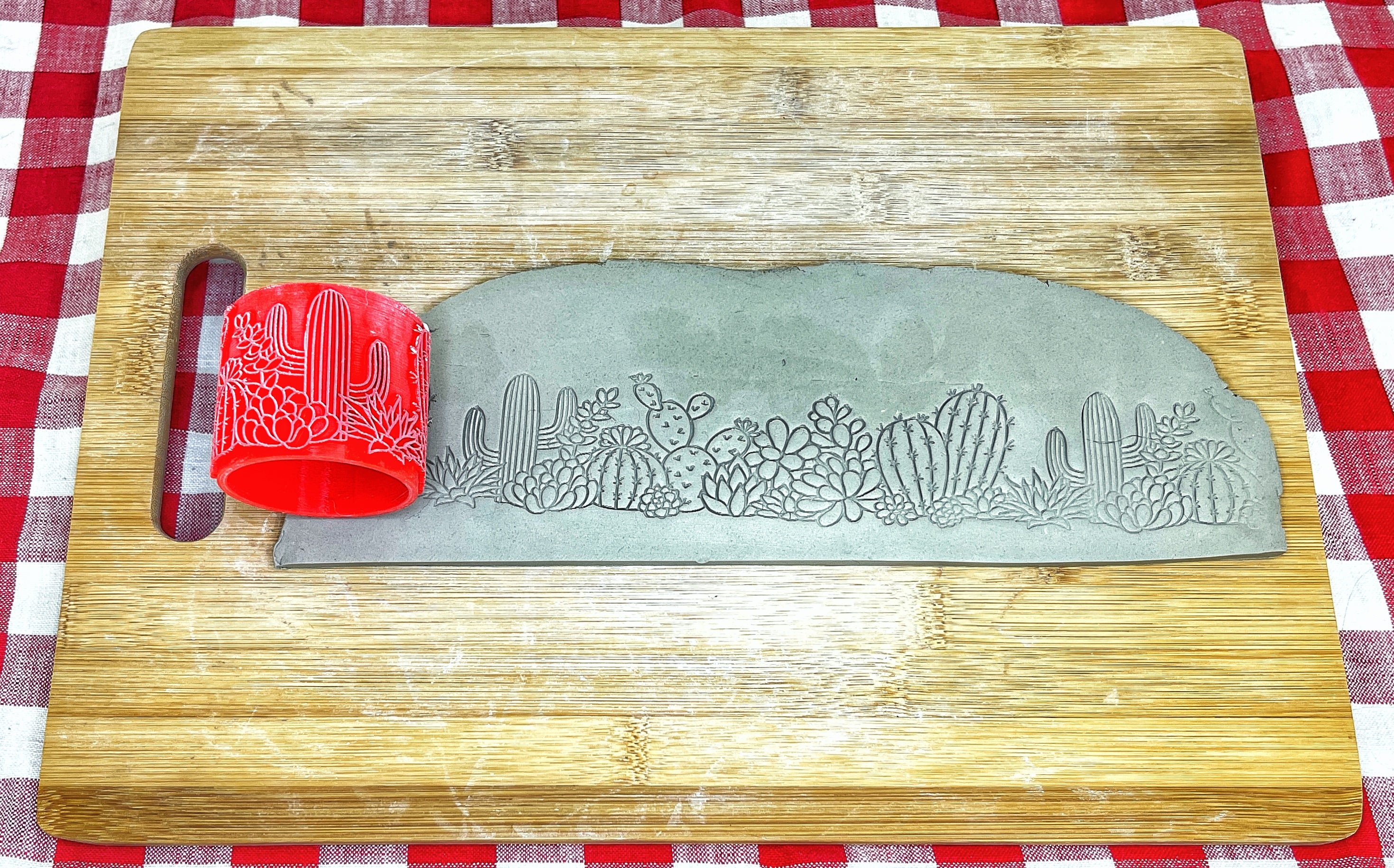 Rolling pins with flowers,rubber stamp for clay - Crealandia