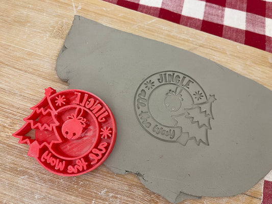 Christmas Tree w/ "Jingle all the way" word stamp - plastic 3D printed, multiple sizes