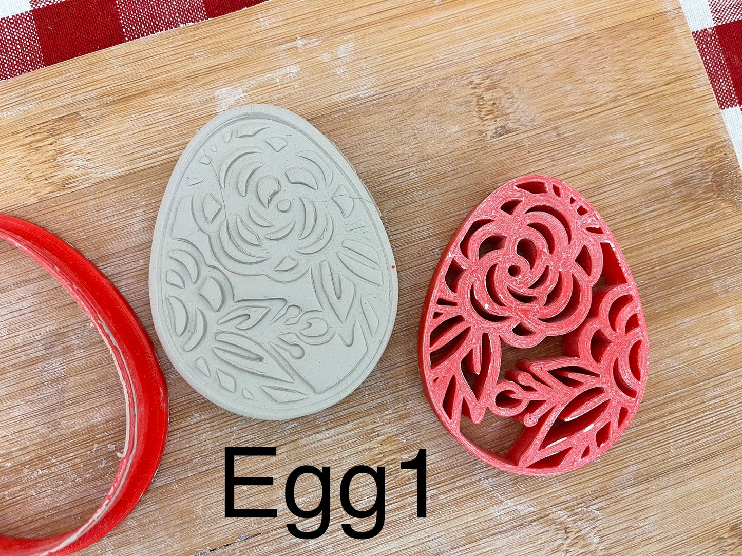 Pottery Stamp, Easter egg designs, with optional cookie cutter ornament - multiple sizes