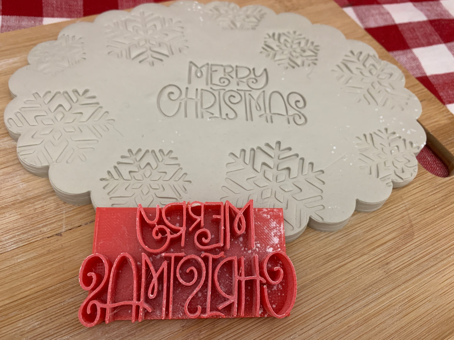 Christmas casual "Merry Christmas" word stamp - plastic 3D printed, multiple sizes