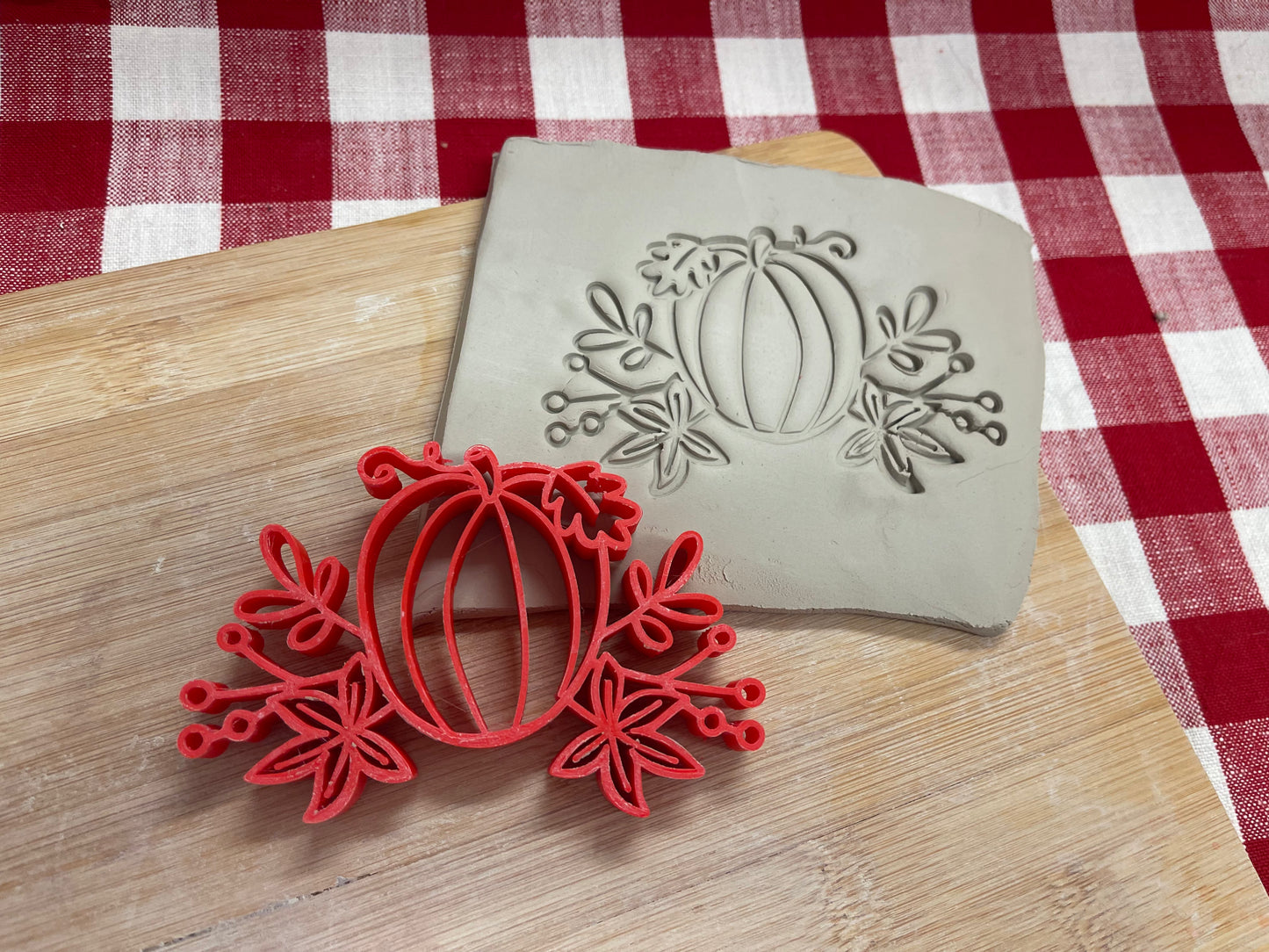 Autumn Stamp Series - Autumn Pumpkin with Vines stamp, plastic 3D printed, multiple sizes