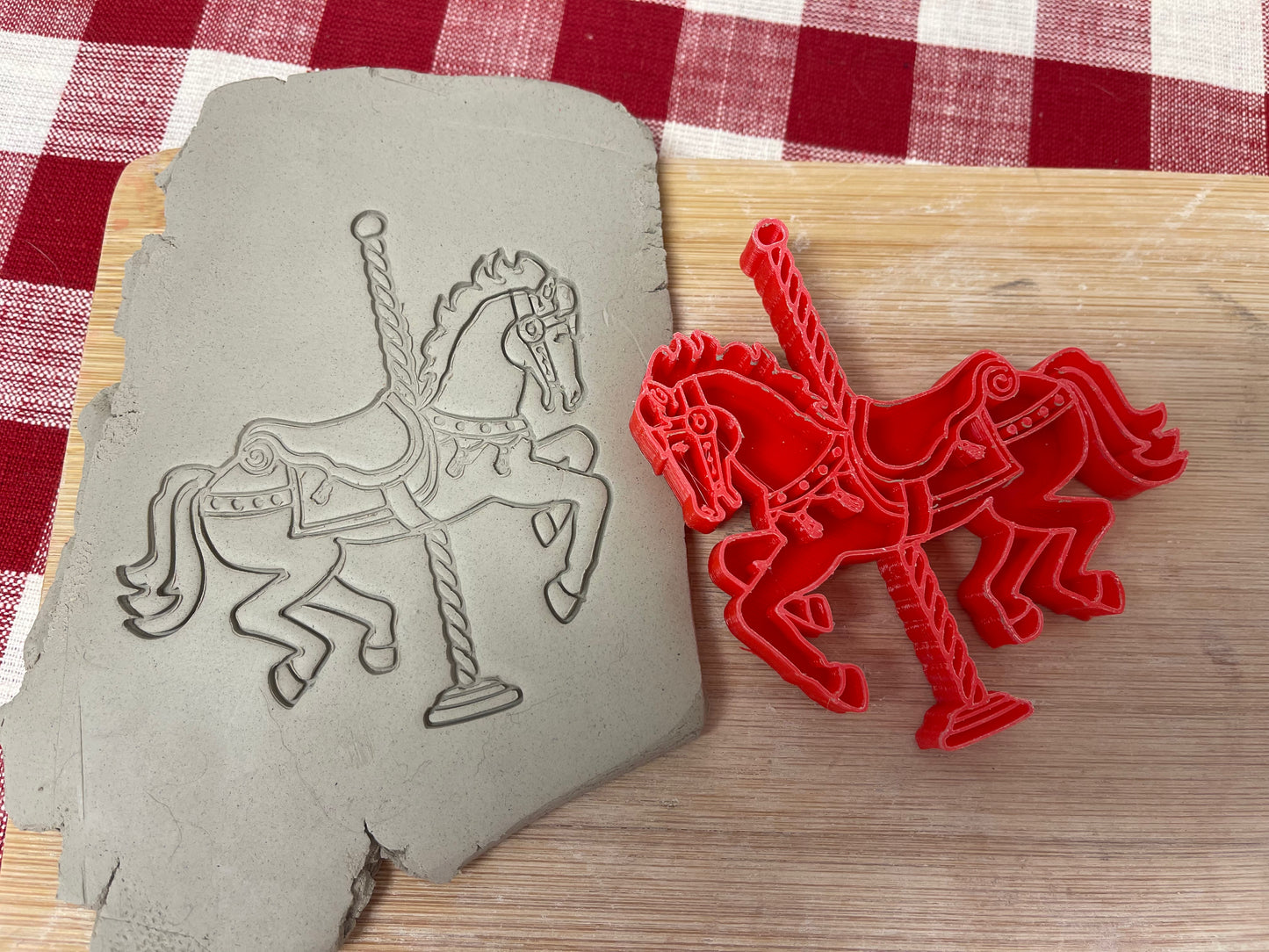 Carousel Horse Pottery Stamp, from the March 2023 mystery box - plastic 3d printed, multiple sizes available