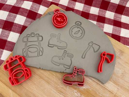 Pottery Stamp, Hiking multiple designs, Camping doodle series - multiple sizes