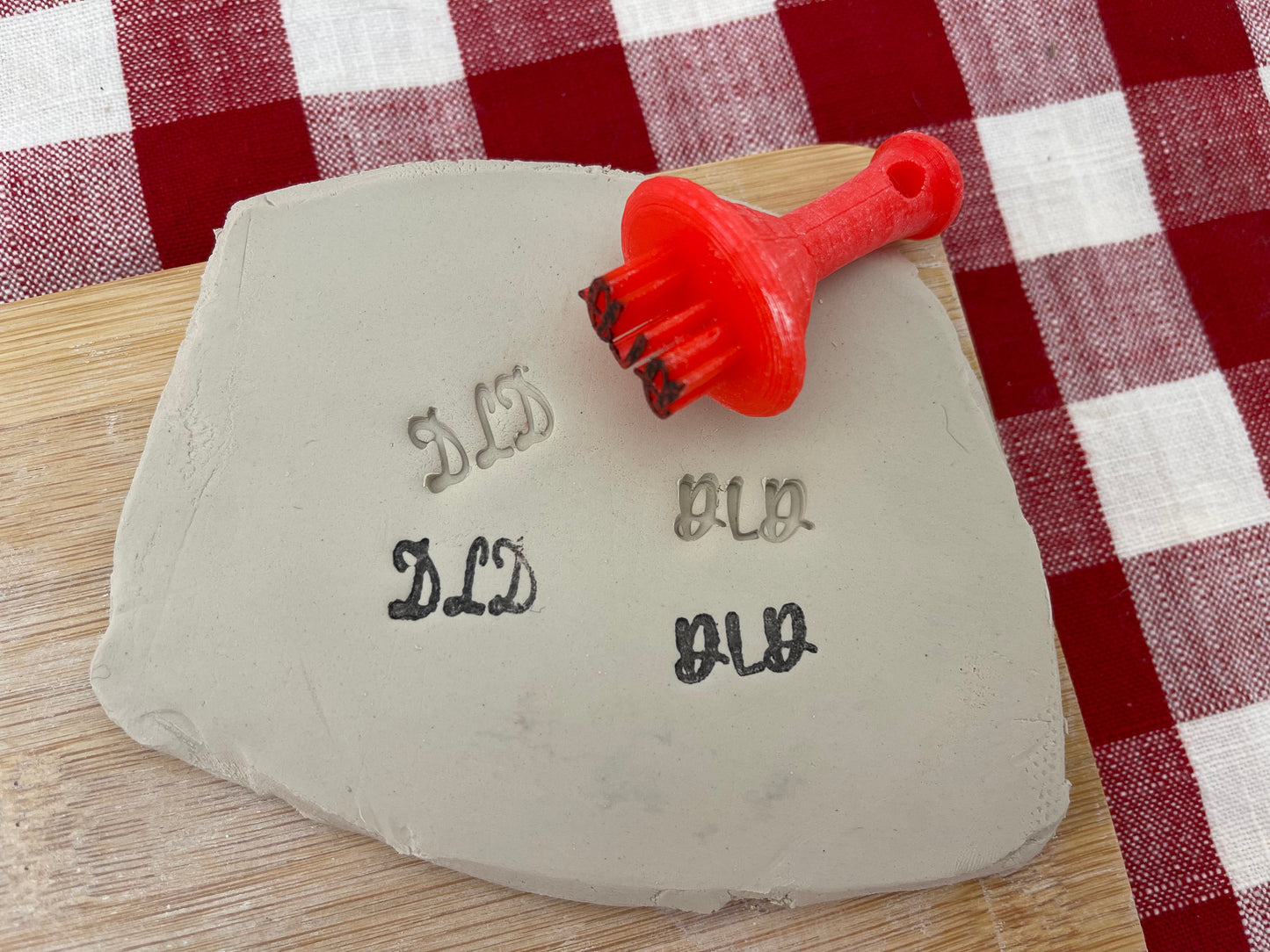 Maker's mark, Pottery Stamp, 1,2 or 3 initials, plastic 3d printed, choose font and size, signature stamp