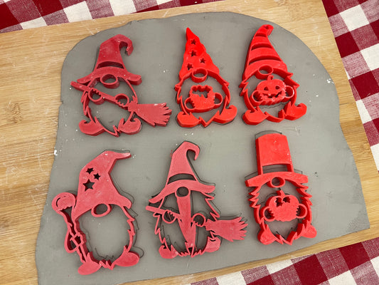 Pottery Stamp, Fall Halloween Gnome designs, with optional cookie cutter ornament - multiple sizes