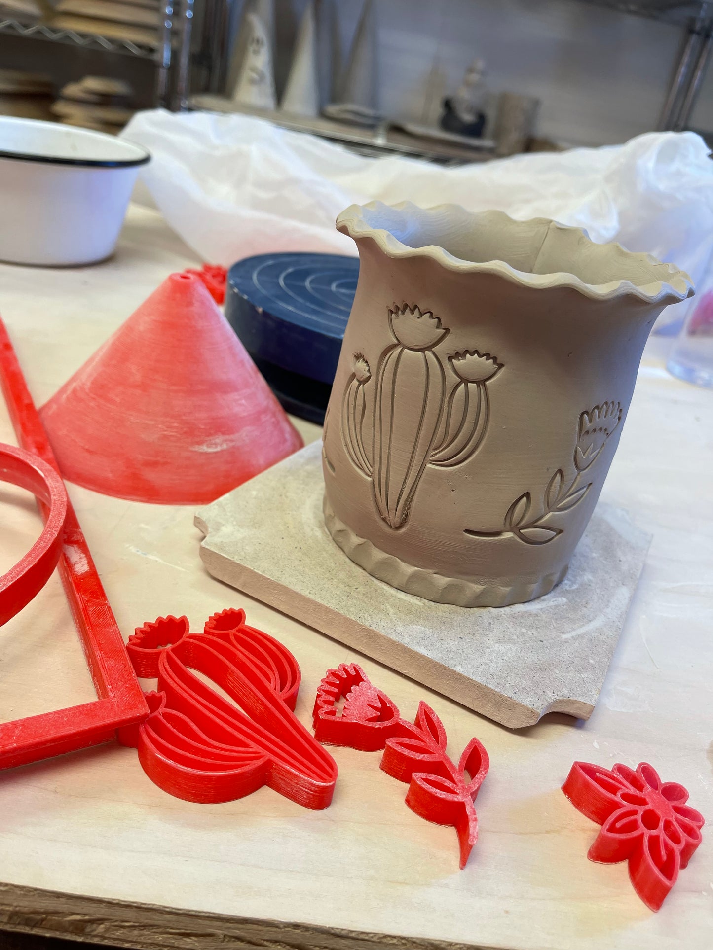 Cactus pottery stamp - Day of the Dead Series, plastic 3D printed, multiple sizes