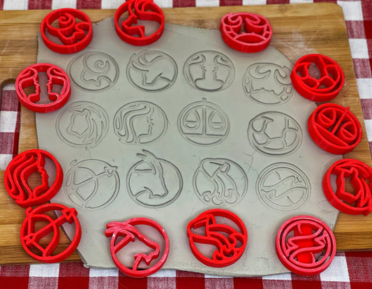 Pottery stamps, Zodiac Sign Circle designs, set or individual -  New for 2022