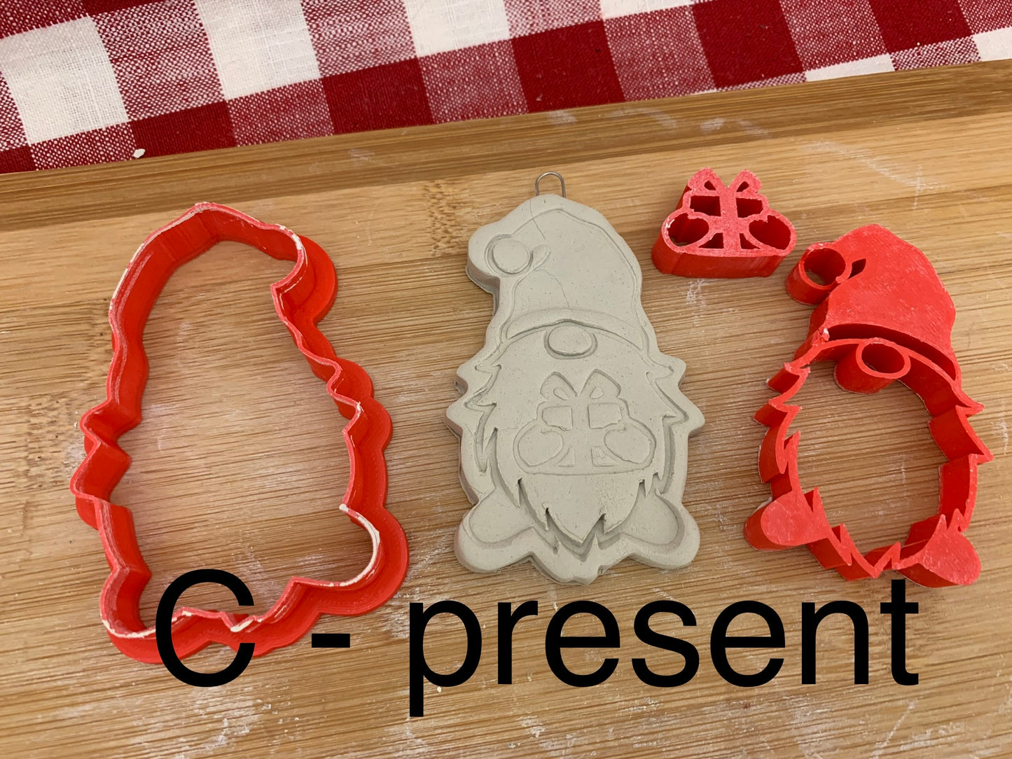 Christmas Gnome stamps, with optional cookie cutter ornament - plastic 3D printed, each or set