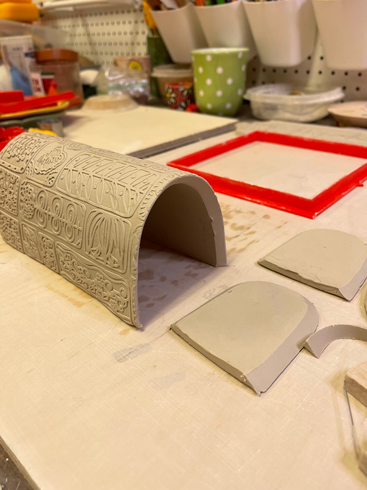 Butter Dish Template Set Clay Cutters, Push Form and Template - Juliann Roush design, Lid and base