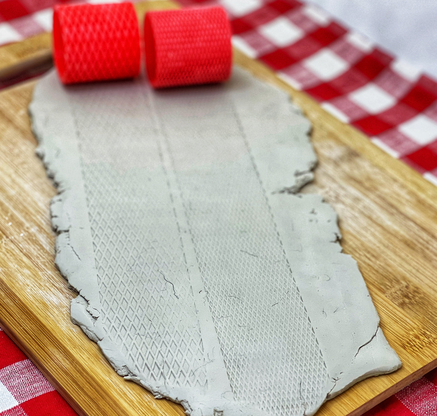 Knurl Pottery Roller - Border Stamp, Diamond design, Repeating pattern, 2 sizes, Plastic 3d printed