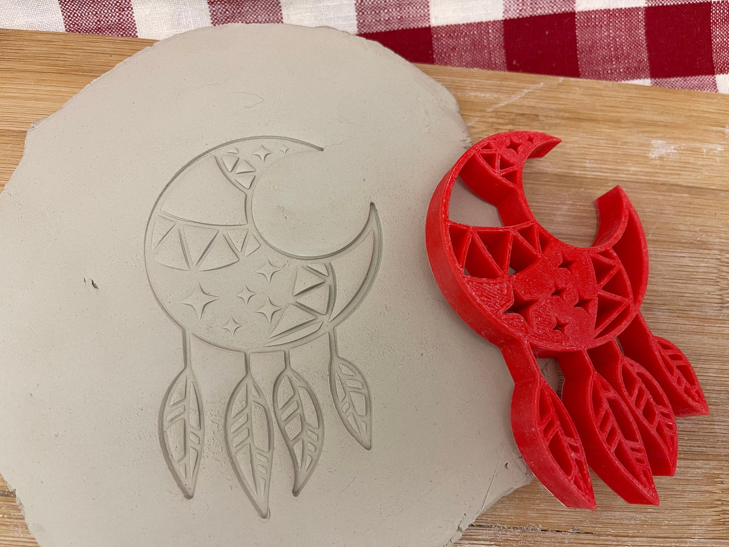 Dreamcatcher Moon stamp - plastic 3D printed, multiple sizes