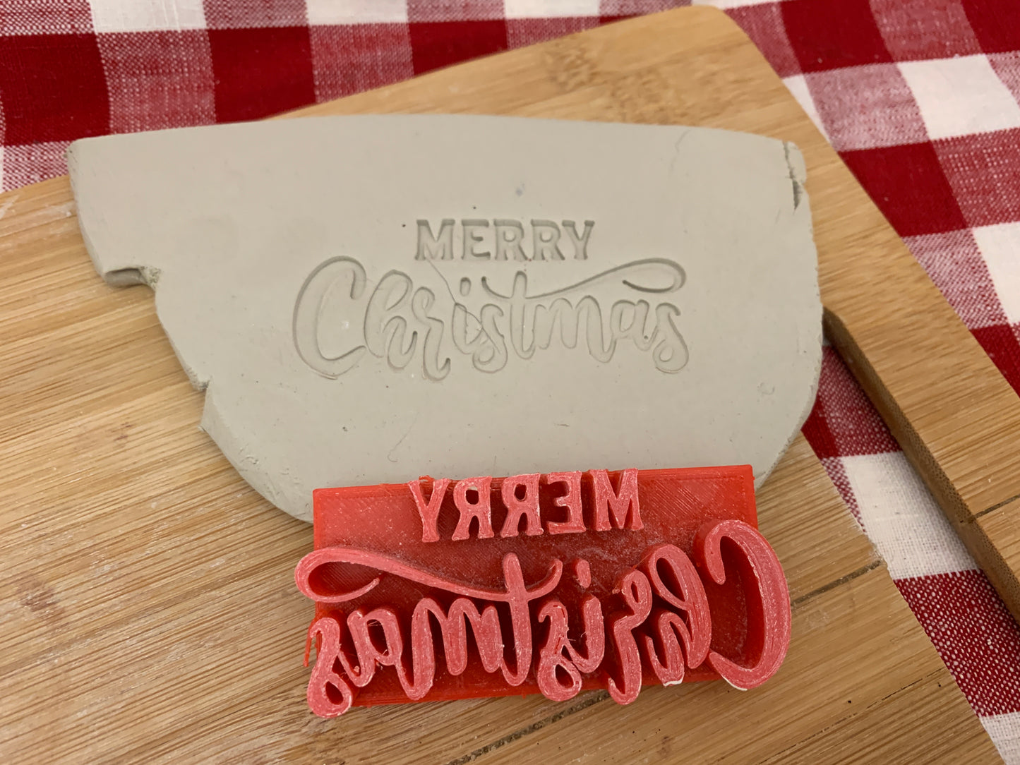 Christmas formal "Merry Christmas" word stamp - plastic 3D printed, multiple sizes