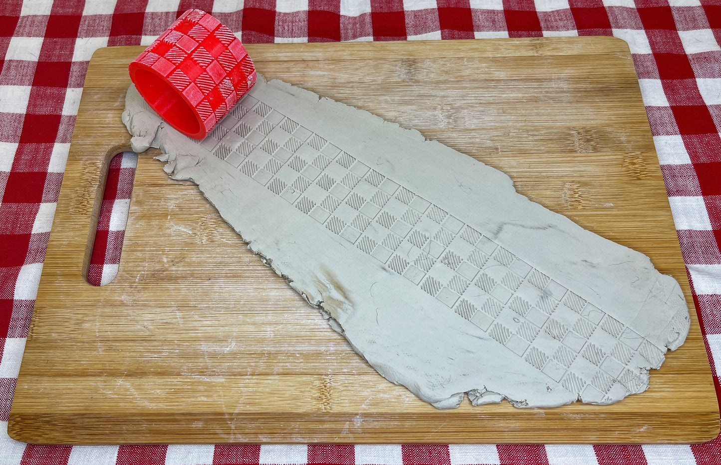 Buffalo Plaid/Gingham Check Pottery Roller - Now in 2 sizes! Border Stamp, Repeating pattern, Plastic 3d printed