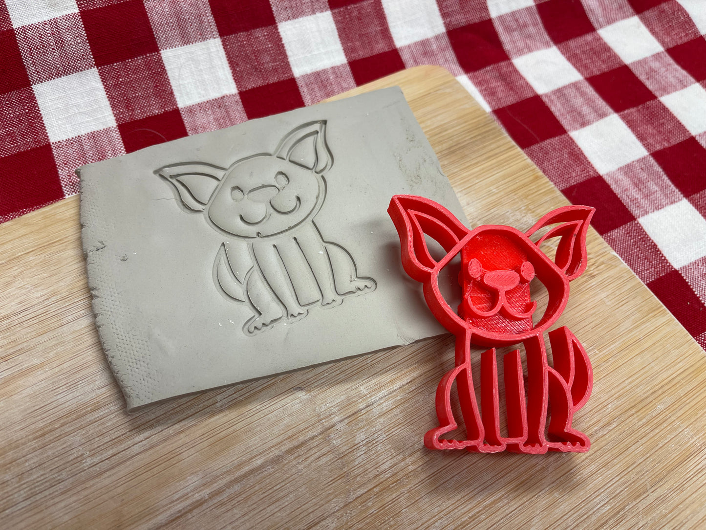 Chihuahua Dog Reversible Pottery Stamp - Pet doodle series, plastic 3D printed, multiple sizes