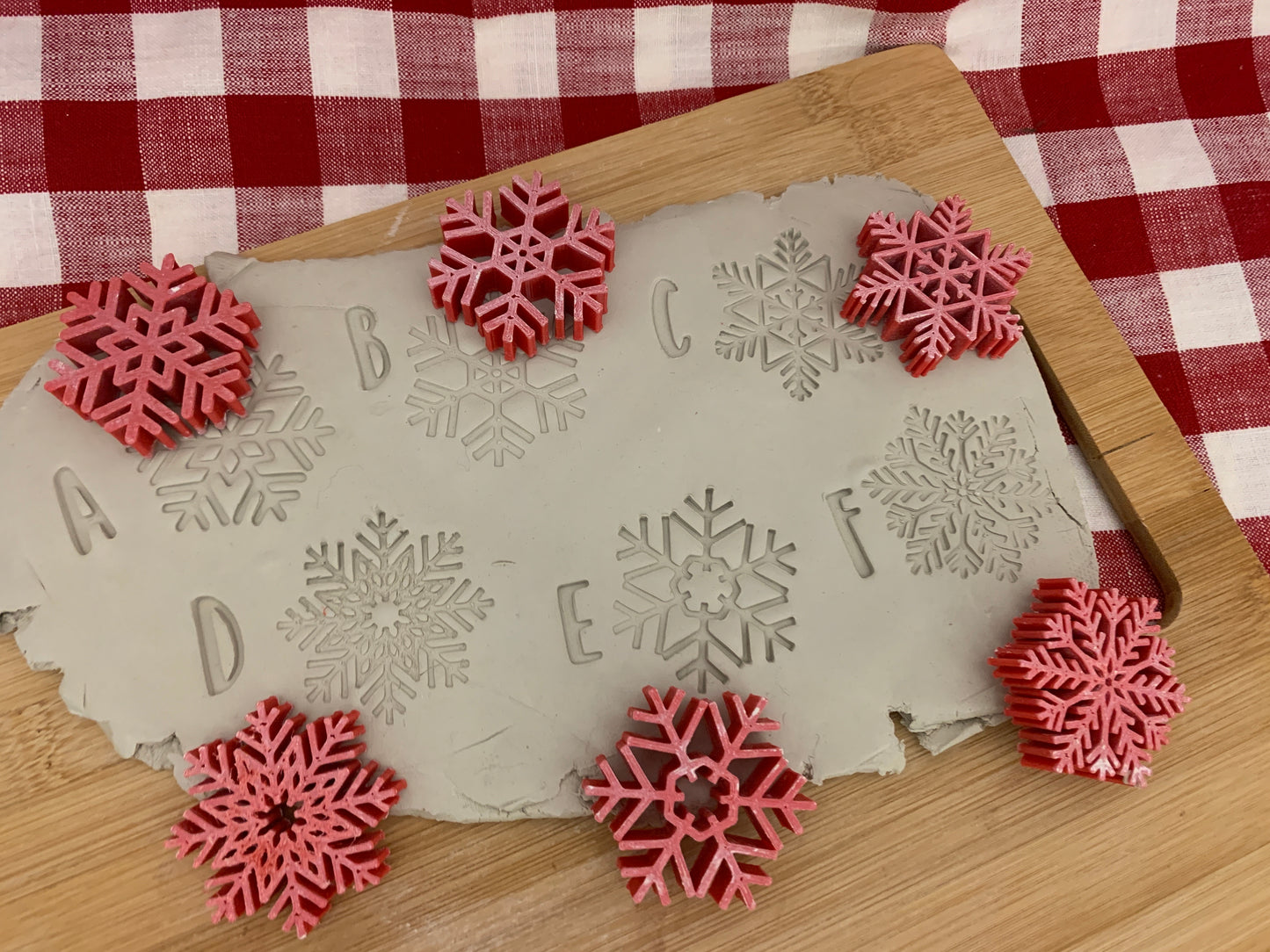 Pottery Stamp, Snowflake design, Each or Set - multiple sizes