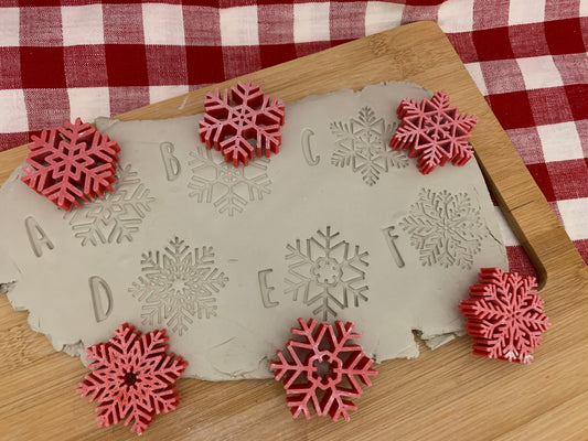 Pottery Stamp, Snowflake design, Each or Set - multiple sizes