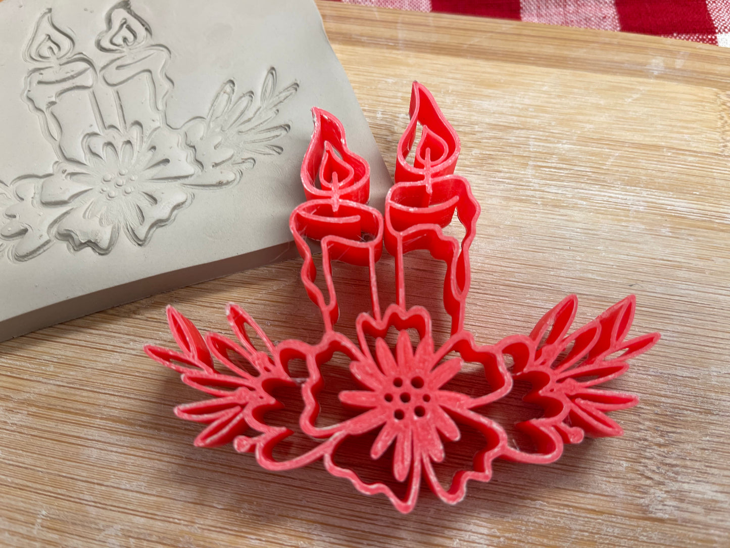 Candle with Flower pottery stamp - Day of the Dead series, plastic 3D printed, multiple sizes