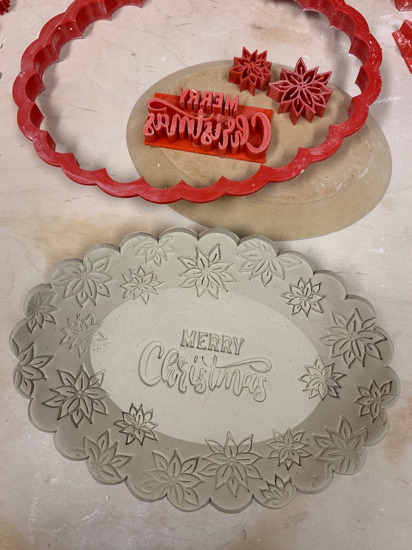 Christmas formal "Merry Christmas" word stamp - plastic 3D printed, multiple sizes