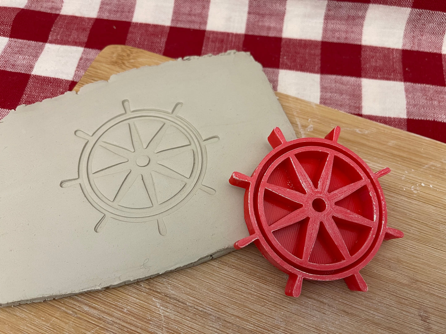 Ship's wheel stamp - plastic 3D printed, multiple sizes