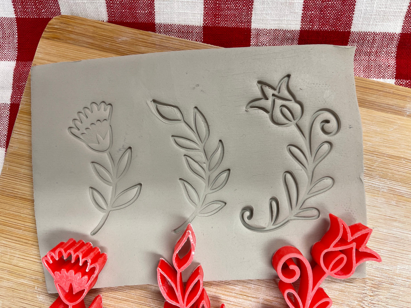 Laurel Branch stamp, Day of the Dead series, Set of 3 - plastic 3D printed, pottery tool