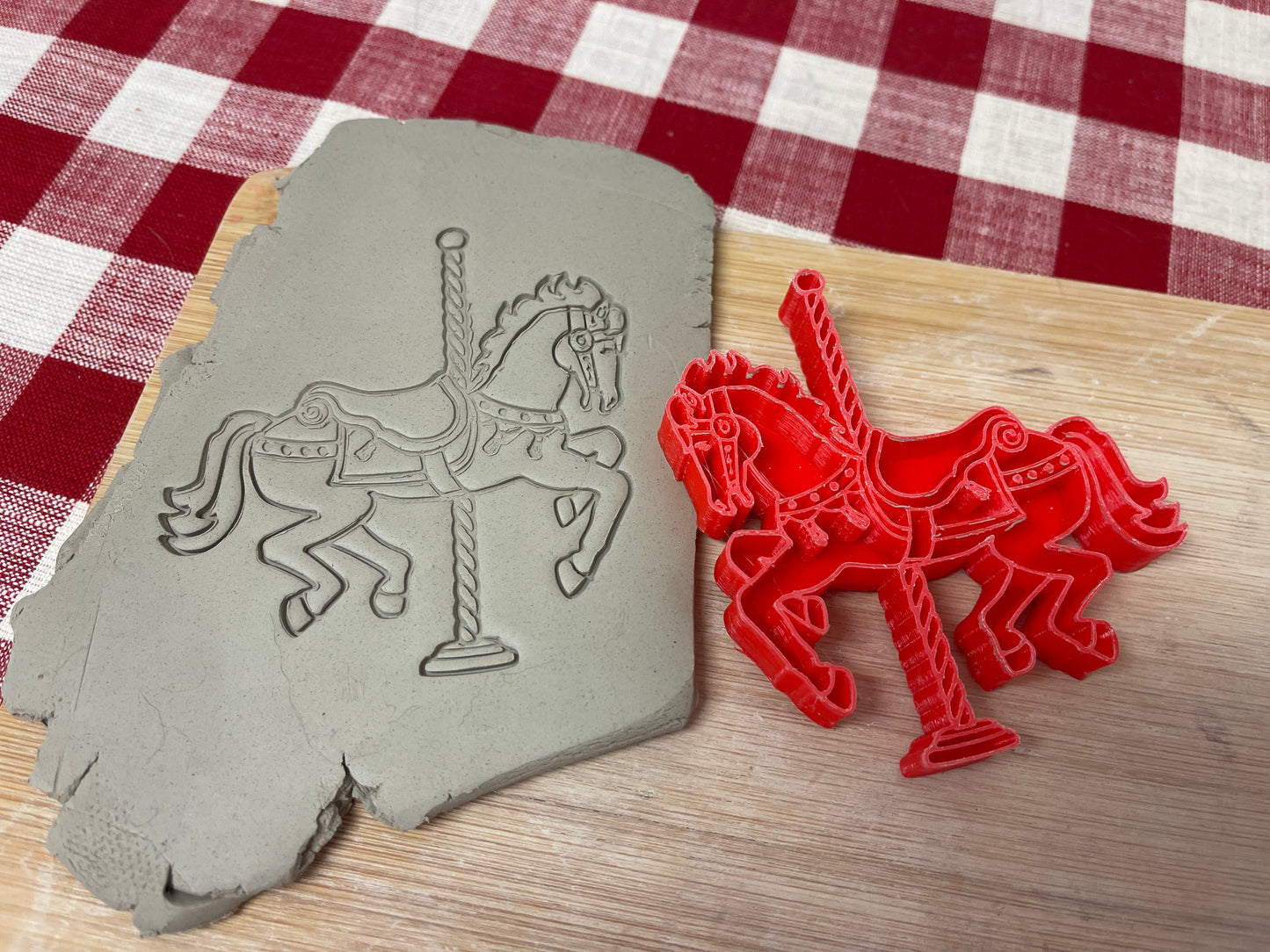 Carousel Horse Pottery Stamp, from the March 2023 mystery box - plastic 3d printed, multiple sizes available