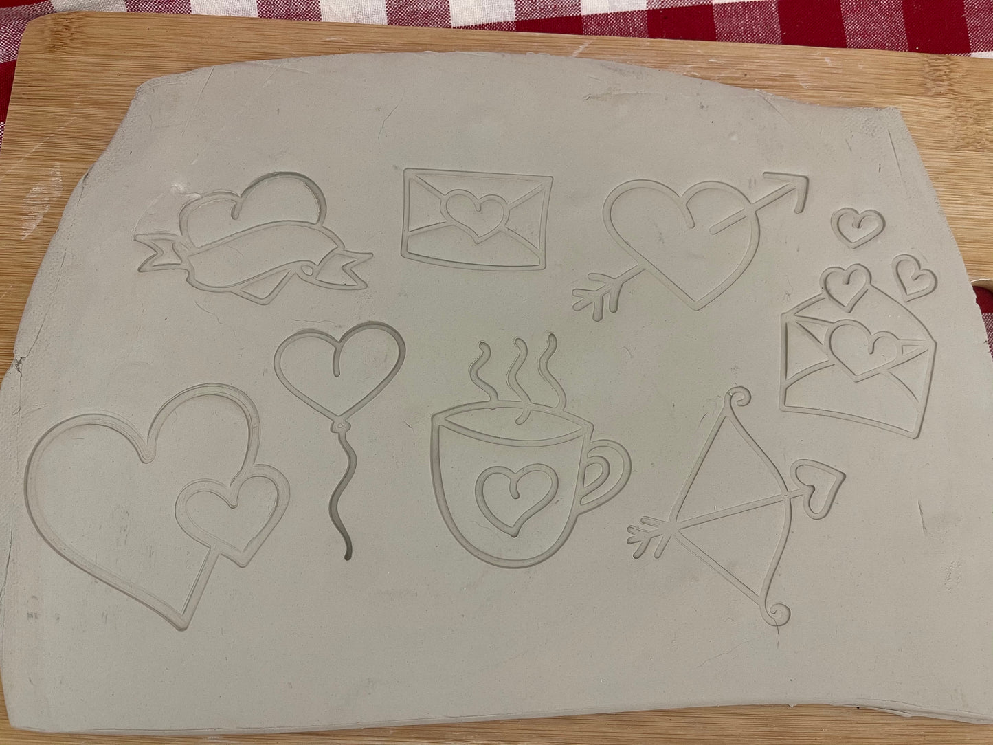 Pottery Stamp, Valentine Heart doodle designs, Each or Set - multiple sizes