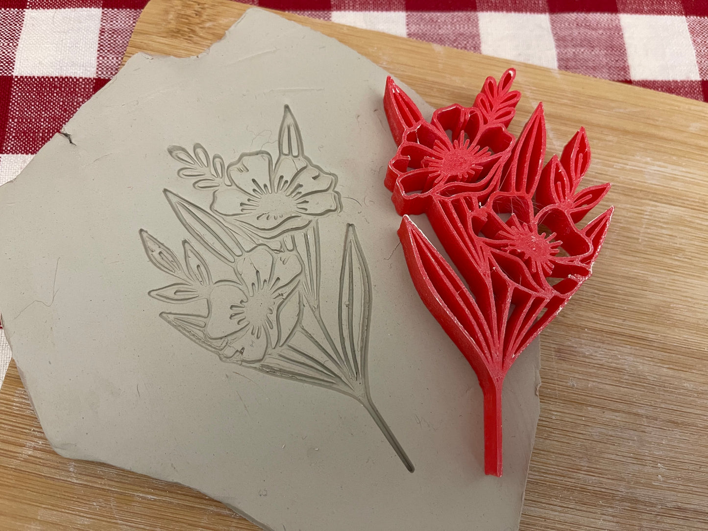 Pottery Stamp, flower bouquet design - multiple sizes