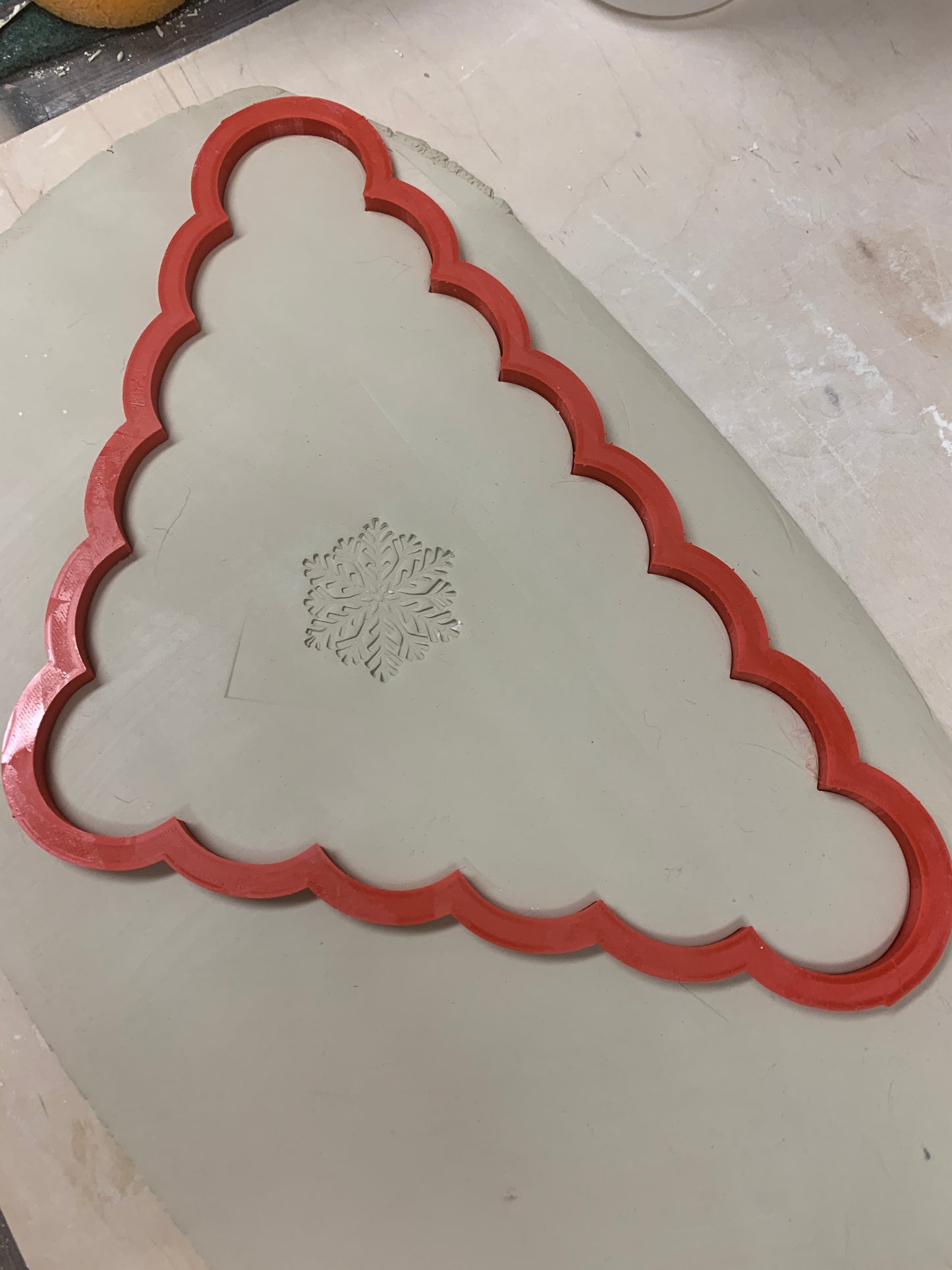 Scalloped triangle, Clay Cutters - Plastic 3D printed, pottery tool, multiple sizes
