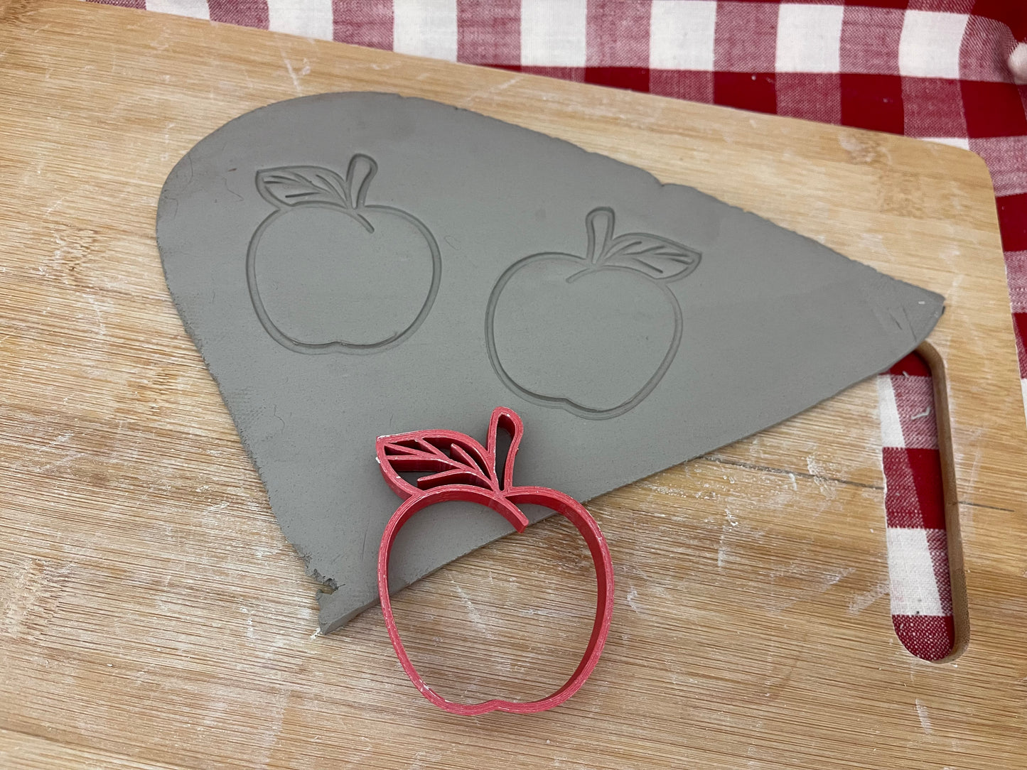 Apple pottery stamp w/ optional cutter - Pottery Tool, plastic 3d printed, multiple sizes available