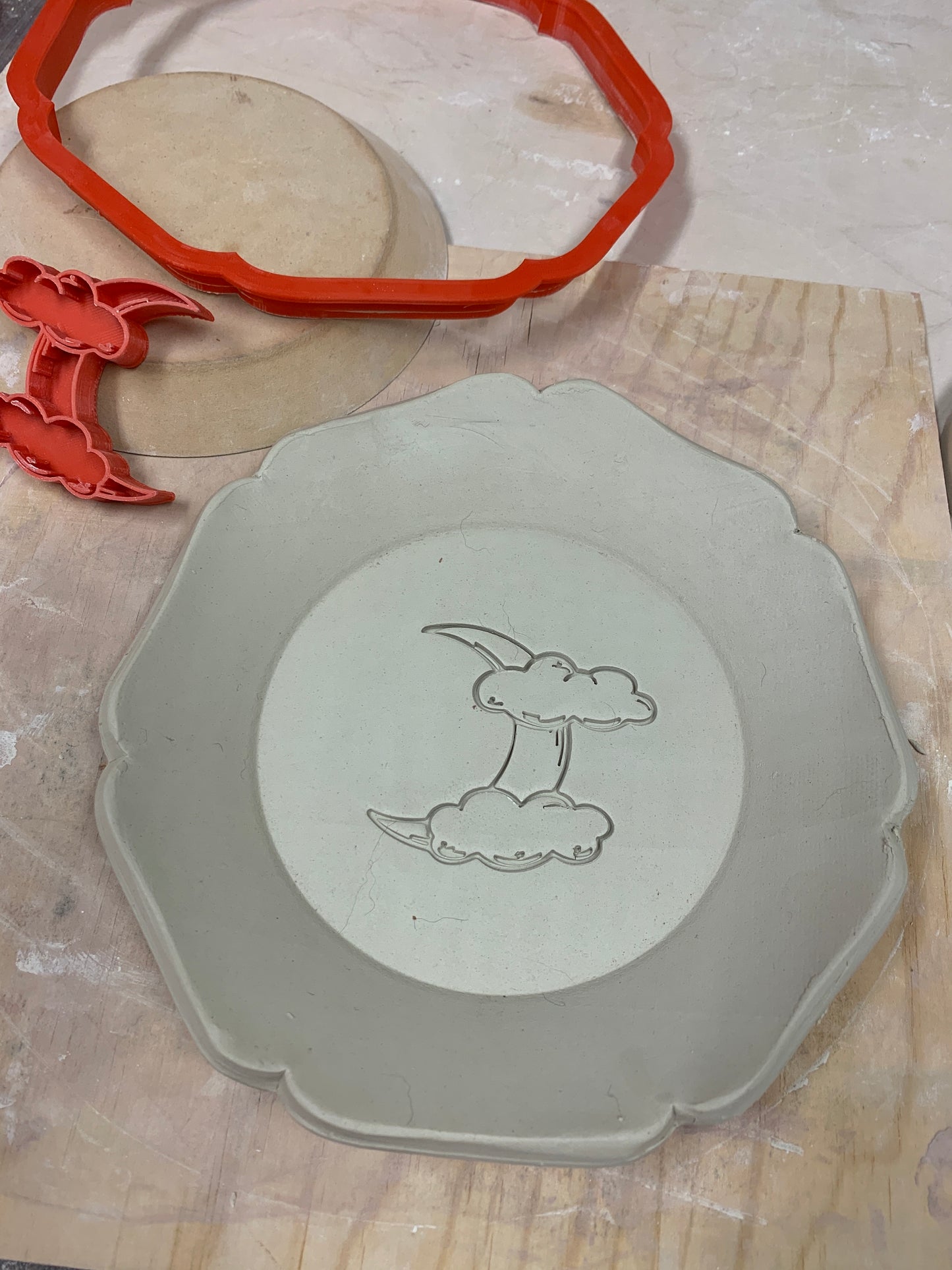Halloween Moon and Clouds stamp - plastic 3D printed, multiple sizes