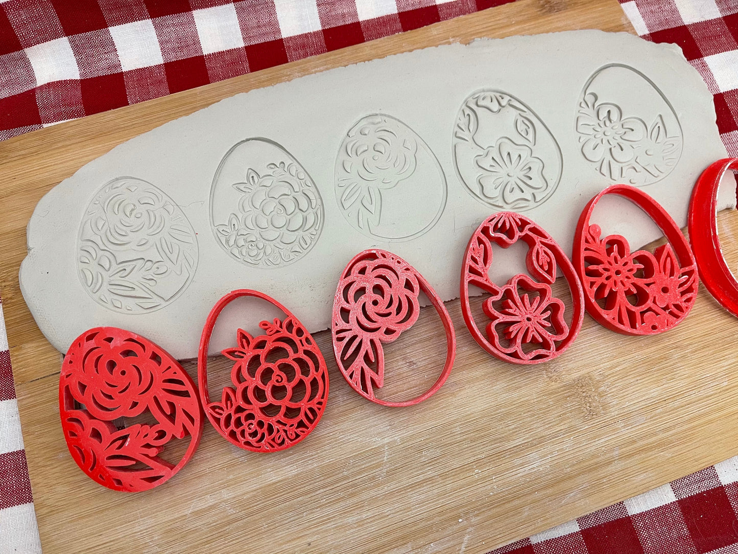 Pottery Stamp, Easter egg designs, with optional cookie cutter ornament - multiple sizes