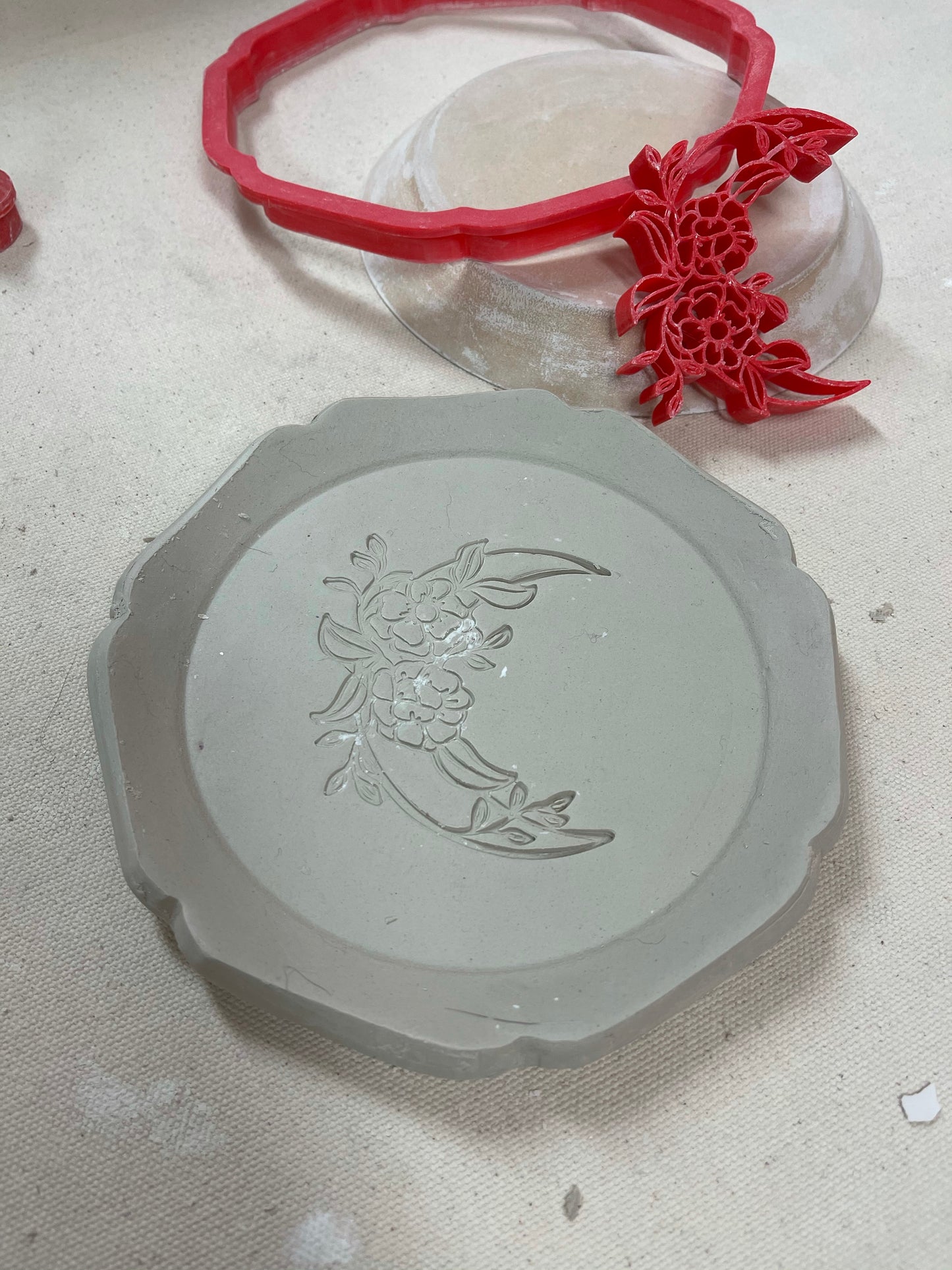 Floral Moon stamp - plastic 3D printed, multiple sizes
