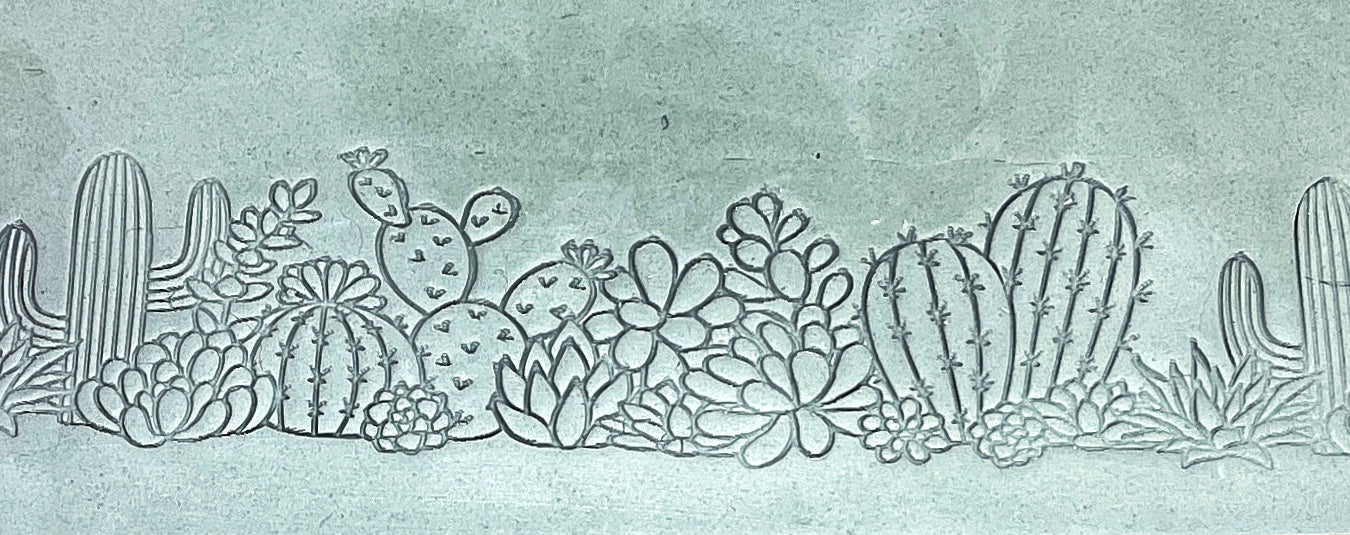 NEW size added - Cacti Pottery Roller - Border Stamp, Repeating pattern, Plastic 3d printed