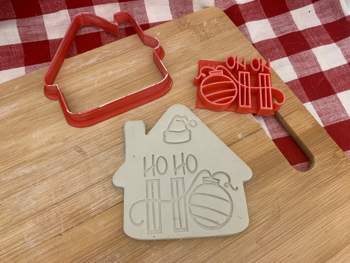 Christmas Ornament House Clay Cutter - plastic 3D printed, pottery tool, multiple sizes