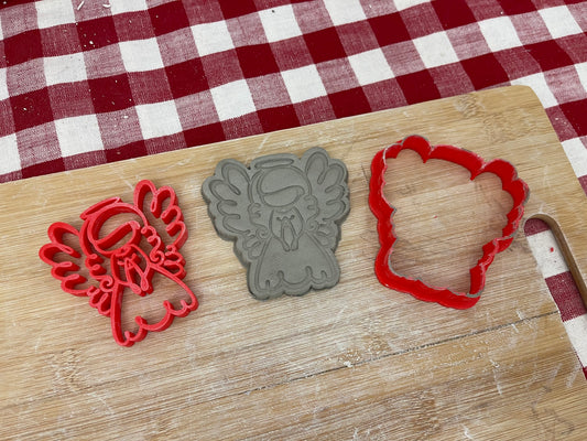 Angel pottery stamp, w/ optional ornament cutter -  Pottery Tool, plastic 3d printed, multiple sizes available